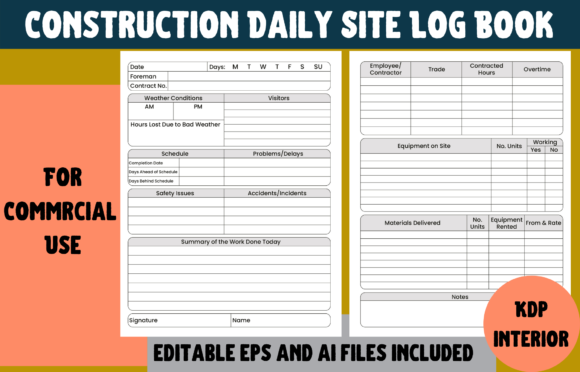 Essential Construction Daily Site Log Book