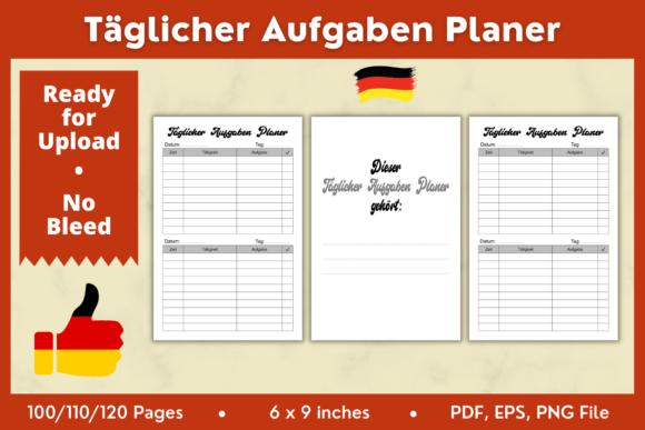 Organisieren Sie Ihren Tag Effizient mit dem Daily Task Planner German KDP Interior